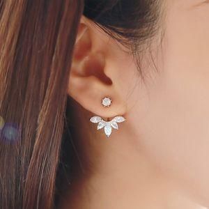 Crystal Double Sided Leaf Earring Ear Stud