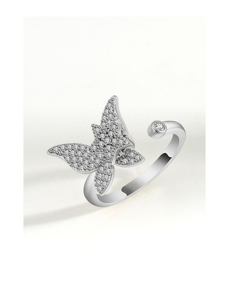Golden Butterfly Rotate Fine Design Ring Jewelry