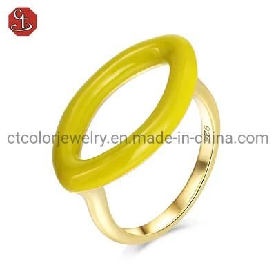 Factory Custom Jewelry Retro Teenage Girl 18k Gold Enamel Green Style Rings Jewelry Wholesale