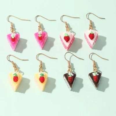 Fashion Cartoon Strawberry Cake Acrylic Resin Earrings Designs for Women