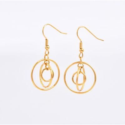 Fashion 14K Gold Colored Lightweight Chunky Gold Universal Pendant Stainless Steel Earrings for Women