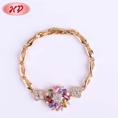 New Design Lady Copper Alloy Fashion Gold Hand Zircon Bracelet