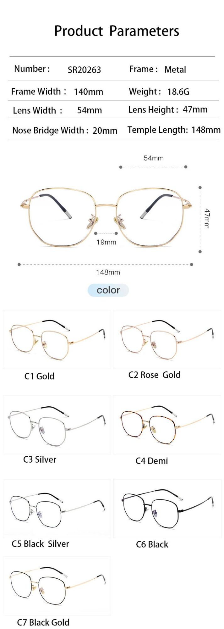 2022 Designer Logo Fashion Brand Clear Bluelight Reading Radiation Men Metal Glasses Frame for Women