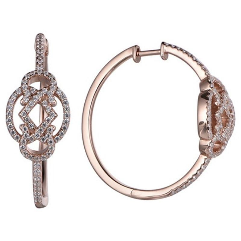 925 Silver Rose Gold Eight-Pointed Star Hoop Earring for Girls