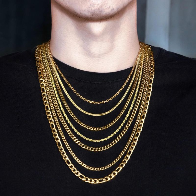 1: 3 Figaro Chain Bracelet Necklace for Leasure Men Costume Accessories