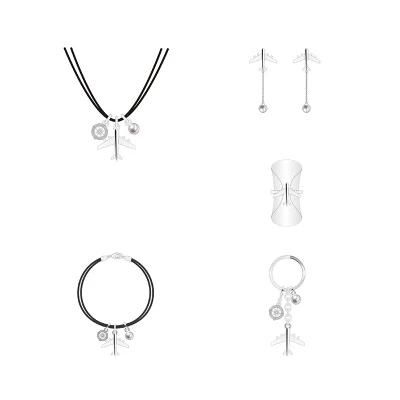 Summer Fashion Silver Airplane Model Pattern Jewelry Set