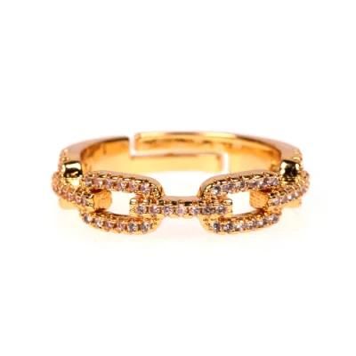 18K Gold Plated High End AAA Zirconia Pave Rings Brass Baguette Rings for Women