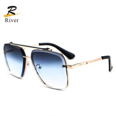 Stylish Top Flat Metal Frame Women Stock Sunglasses