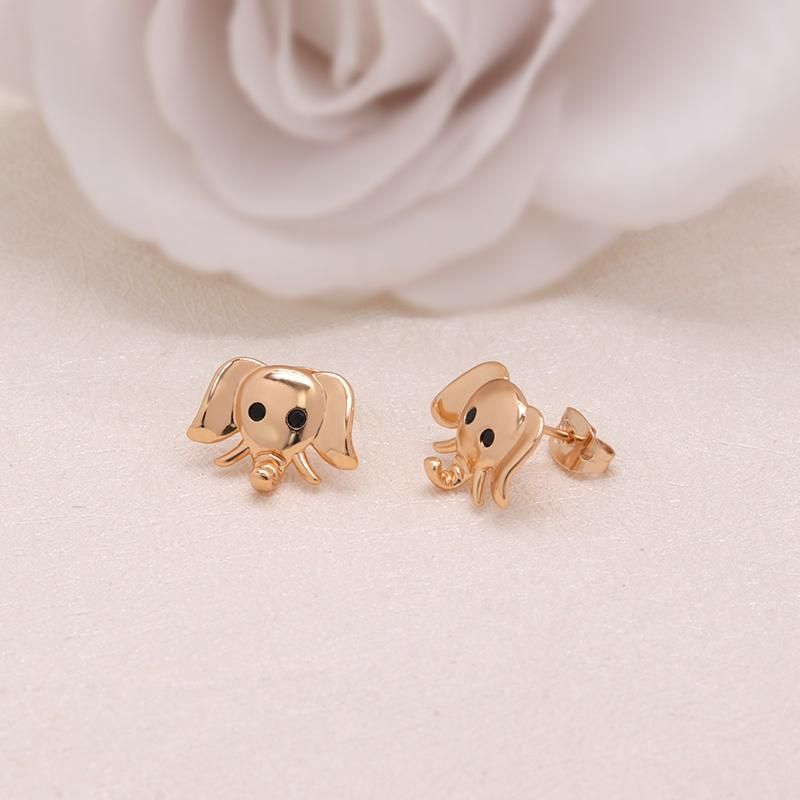 High Quality Gold Plated Animal Elephant Piercing Earrings