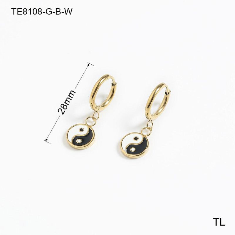 Manufacturer Custom High Quality Fashion jewellery Hot Selling Jewelry China Tai Chi Eight Diagrams Stainless Steel Gold Plated Earring