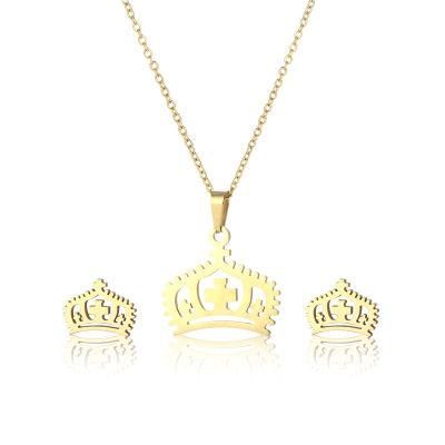 Factory Customized Fashion Jewelry Set High Quality and Cheap Gold-Plated Crown Set Jewelry