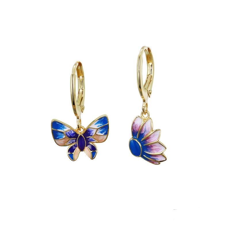 925 Sterling Silver Fan-Shaped Enamel Earring