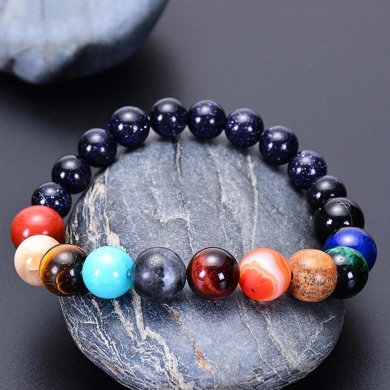 Men Women Fashion Jewelry Eight Planets Natural Stone Beads Bracelet