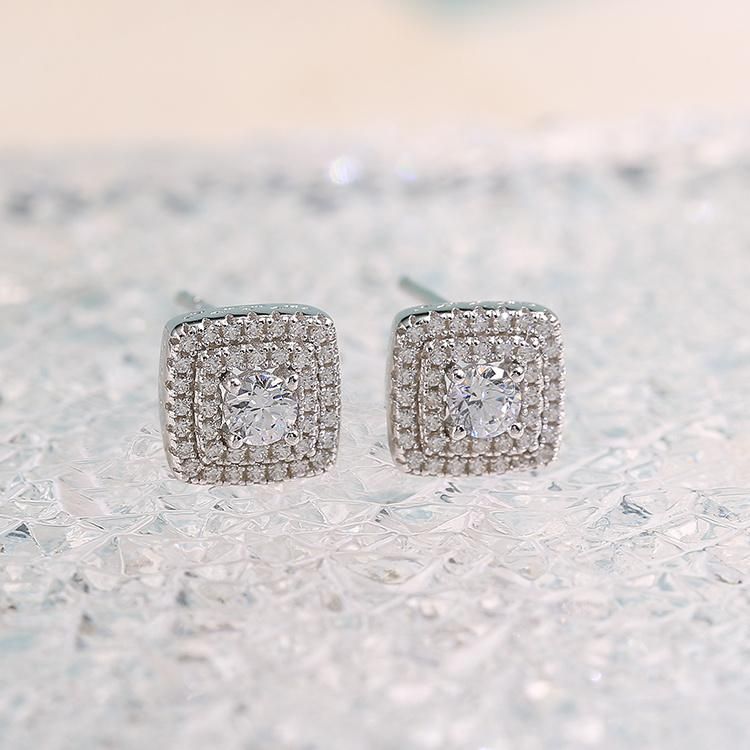 925 Silver Shining Cubic Zirconia Moissanite Lab Diamond Fashion Jewelry Factory Wholesale Handmade Fashion Accessories Jewellery Fine Earrings