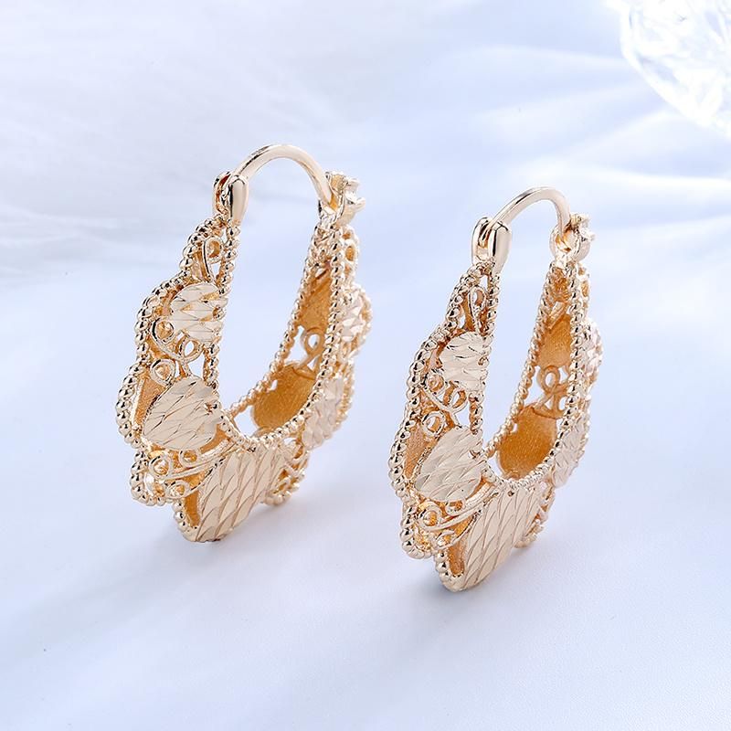Costume 14K Jewellry Imitation Copper Jewelry Gold Circle-Shaped Earrings