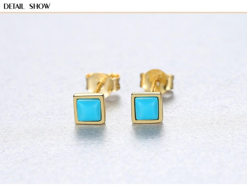 Body Jewelry Ear Stud Blue Opal Stone Earrings