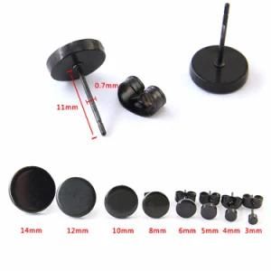 Black Plated Round Shaped with Butterfly Clasp Push Back Earrings