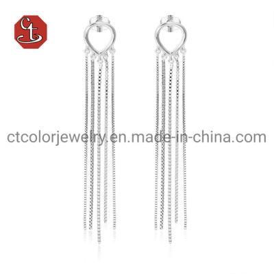 Fashion 925 Silver Tassels Earrings Drop Long Earrings for Women