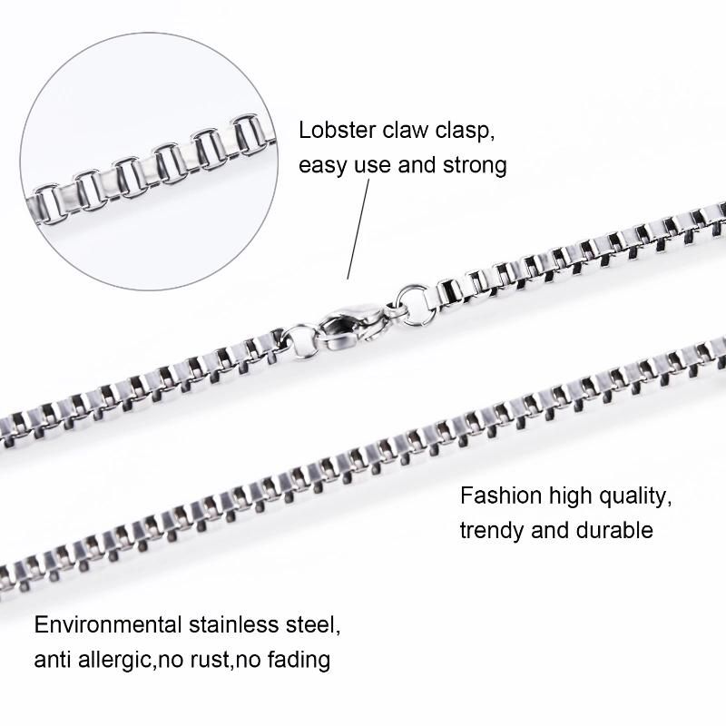 Wholesale Simple Fashion Jewelry 1.4/2/2.4/3/4mm Width Gold Silver Rose Gold Box Chain Necklace