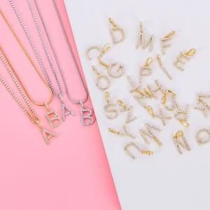 Fashion Women Jewelry Stainless Steel Tennis Snake Chain Letter Initial Necklace