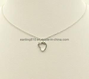 Tiny Heart Tie Ribbon Charm Pendant Zirconia Stud Necklace Fashion Jewelry