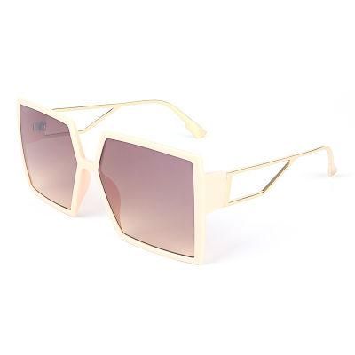 for Big Face Sunglasses with Metal Temple Unisex Style Square Shape Sunglass Fashion Street Eyewear