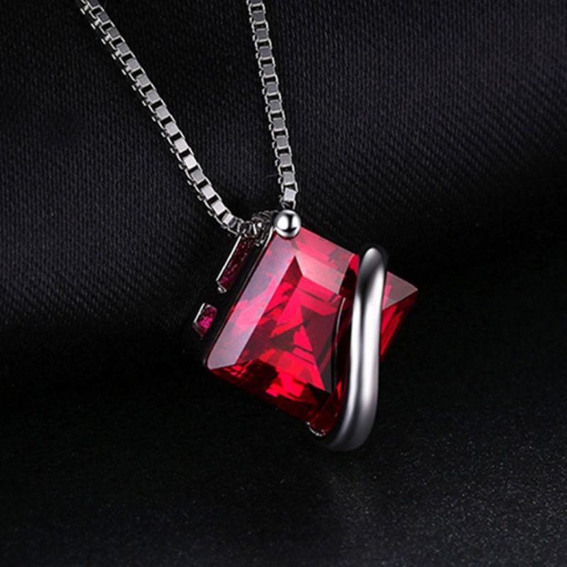 Created Red Ruby Pendants 925 Sterling Silver Brand Wedding Fashion Jewelry for Women Wholesale