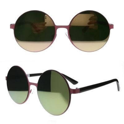 Round Rimless Frame Metal Sunglasses