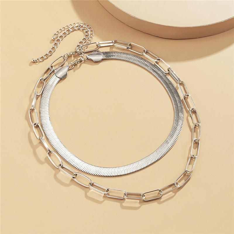 European and American 18K Gold Rhodium Plated Chick Snake Chain Necklace Link Chain Necklace for Women and Men Jewelry