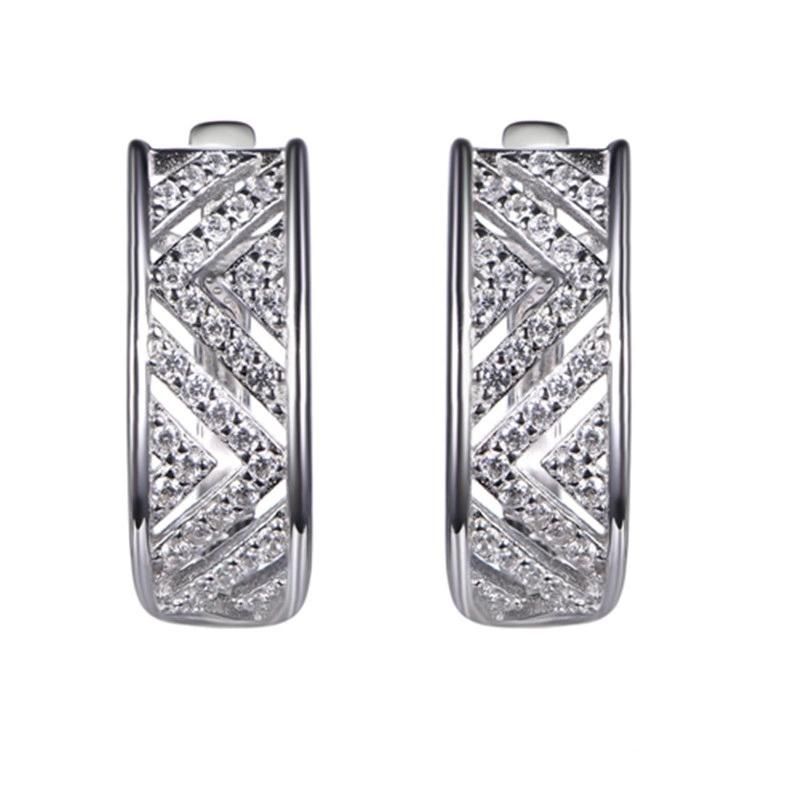 925 Silver and Brass CZ Fashion X Shaped Earring