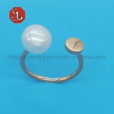 Gentle Natural Ring Open Adjustable Finger Rings for Women Pearl Set for Wedding Jewelry