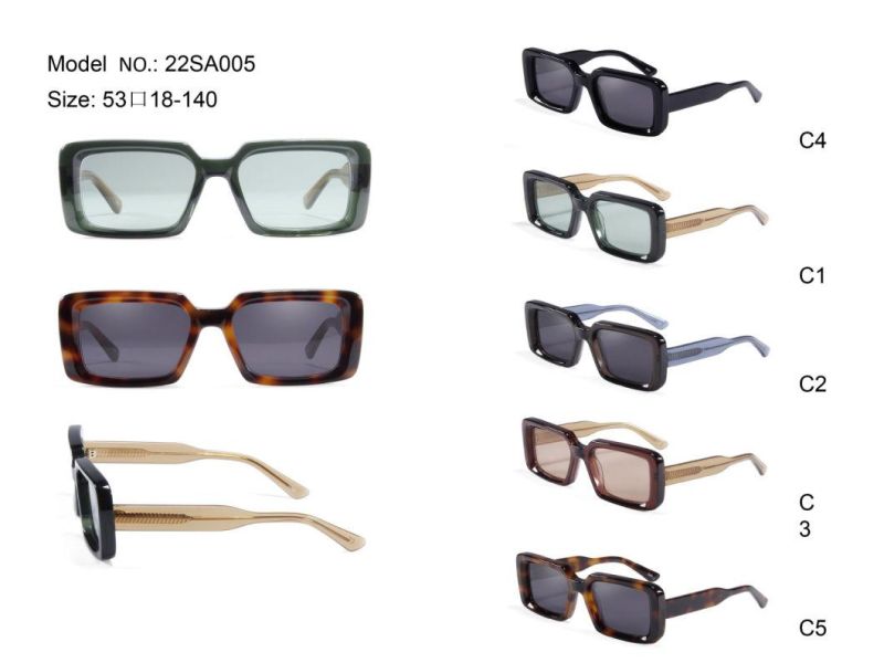2022 Pre-Sale Famous Design Rectangular Shade Acetate Cr39 Sunglasses Fast Delivery Top Quality Fashion Designer Sun Glasses