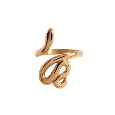Retro Punk Personality Winding Animal Gold Snake Shaped Stainless Steel Ring for Men Women