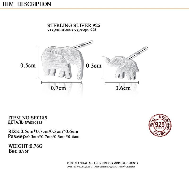 Mother-Child Elephant Design Sliver and Gloden Ear Stud