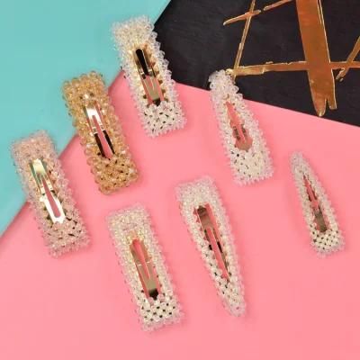 Hot Style Triangle Square Bb Clip, Simple Vintage Crystal Hair Clip, Handmade Crystal Hair Clip