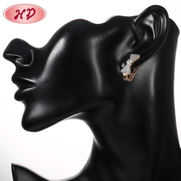 Women Fashion 14K 18K Gold Plated Costume Imitation Jewelry with CZ Pearl Huggie Hoop Earring