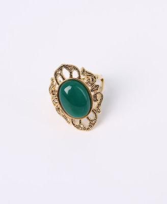 Anti-Gold with Green Stone Fashio Jewelry Ring