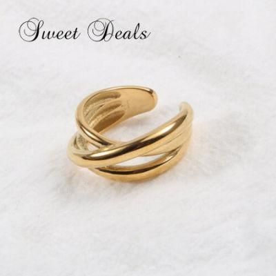 Creative Open Gold Plated Ring Stainless Steel Jewelry