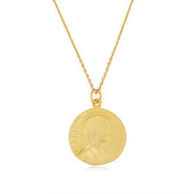 Wholesale Europe Style S925 Sterling Silver Simple Classical Gold Virgin Mary Prayer Medal Pendants Necklace