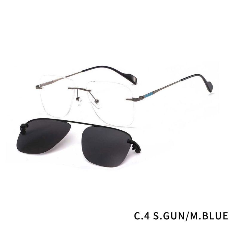 Rimless Metal Clip on Sunglasses Polarized Sunglasses Wholesale Custom Metal Magnetic Clips on Sunglasses