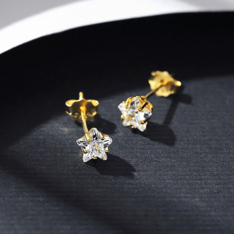 Crystal Earrings 925 Silver Five-Pointed Star Diamond Ear Stud