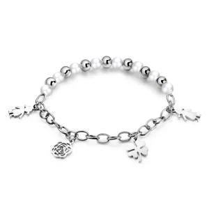 Fashion &#160; Women Jewelry Stainless Steel Four Leaf Clover Bead Women Bracelet