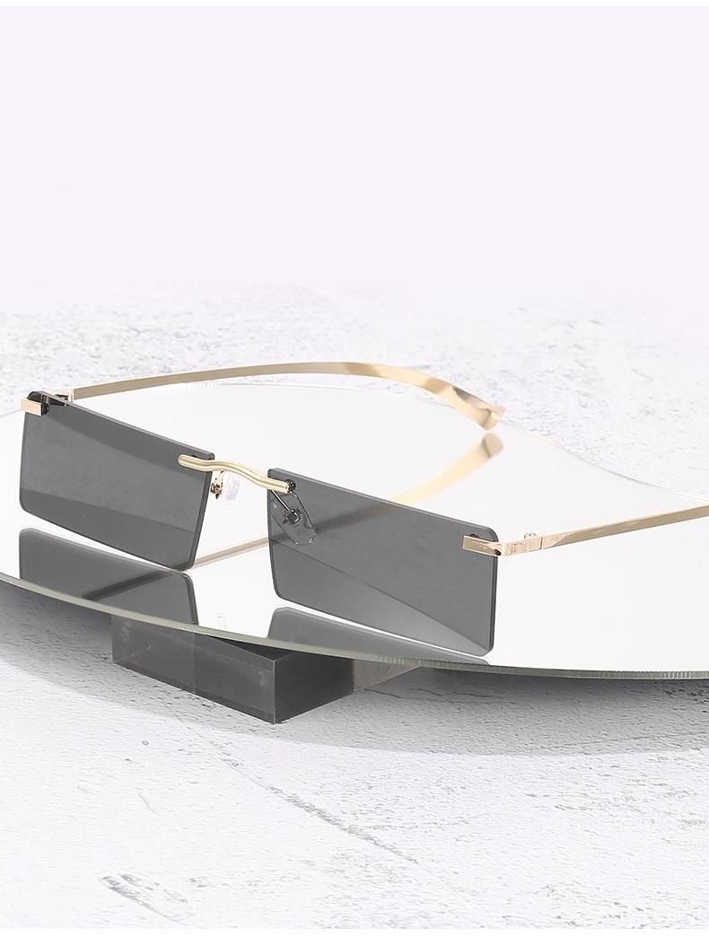 Rectangular Sunglasses Small Lens Rimless Sunglasses