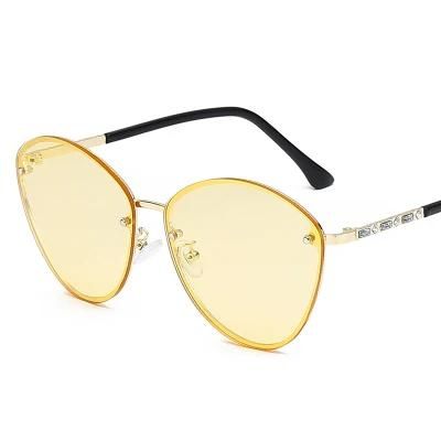 Fashion Women Vintage Ocean Lens Designer Sun Glasses Small Rimless Rectangle Sunglasses
