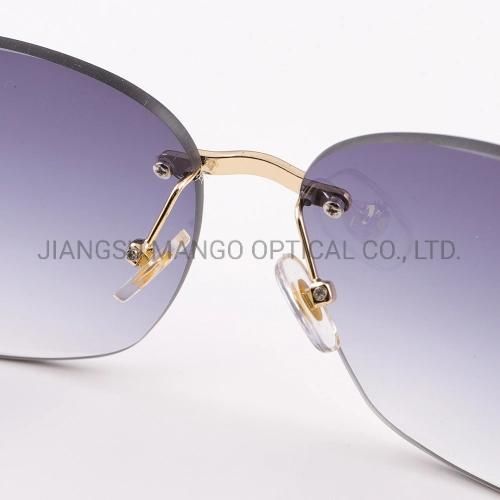 Trendy Fashion Rimless Oversized Shield Sunglasses