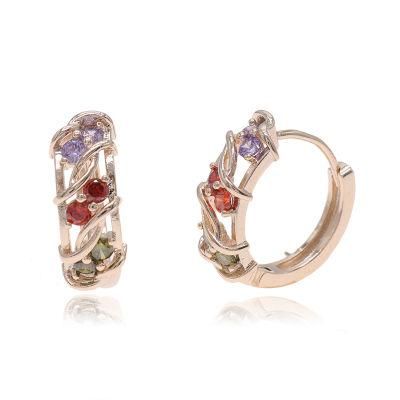Zircon Inlaid Brass Gold-Plated Fashion Ladies Earrings