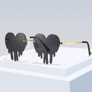 Hot Selling Novel Unique Rimless Heart Shaped Anti UV400 Sunglasses