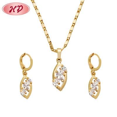 Cheap 18K Gold Plated Zircon Necklace Jewelry Set for Women