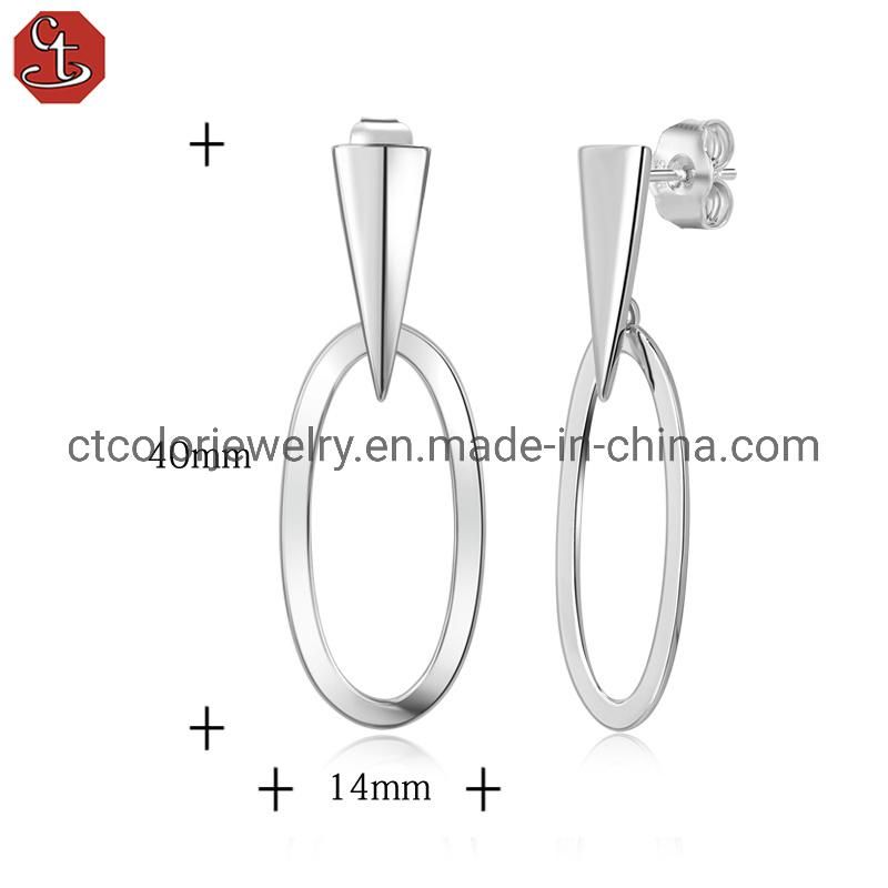 High Quality 925 Plain Silver Women′s Earrings simple style Trendy Jewelry