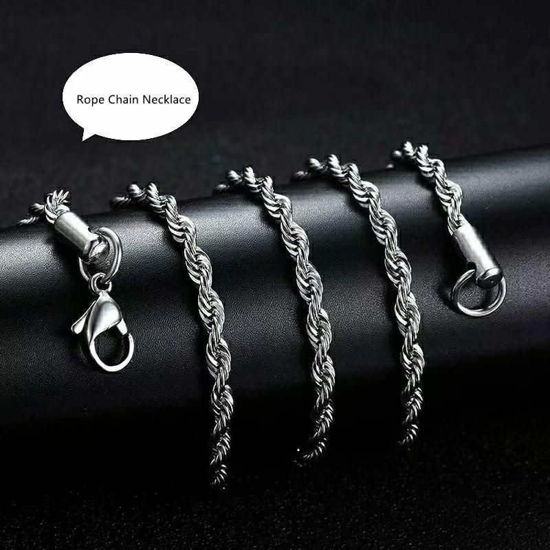 2-10mm Twist Rope Chain Necklace Stainless Steel Necklace 16-38 Inches Men Women Jewellery